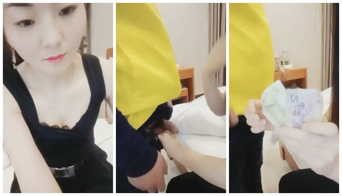 神似港星万绮雯美艳少妇旅馆叫外卖，撩骚害羞美团小哥激情啪啪，骚话对白超撩人！