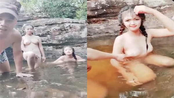 【野外露出】东南亚金三角：刚成年双少女水坑激情野战，湿身诱惑！